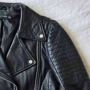 Zara Black 100% Genuine Leather Jacket